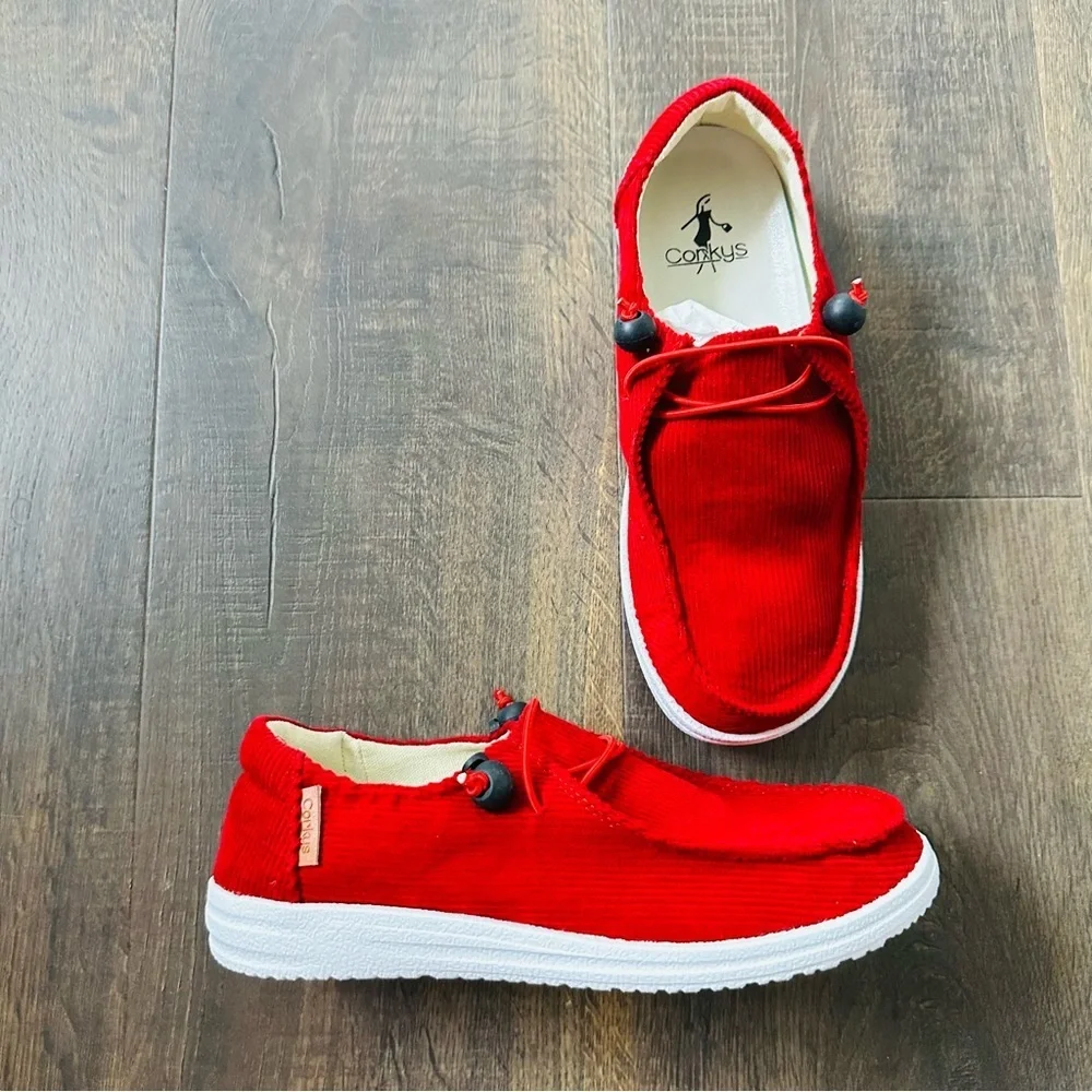 Corkys Kayak Red Corduroy Slip On Shoes | NIB | Size 7 - Picture 3 of 6